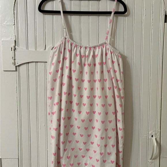 Lake Pajamas Pink & White Heart Print Pima Ruffle Nightgown Size M - Picture 5 of 7